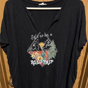 Maurices Black Orange Graphic Short Sleeve Tee